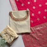 Tissue onam kurta set