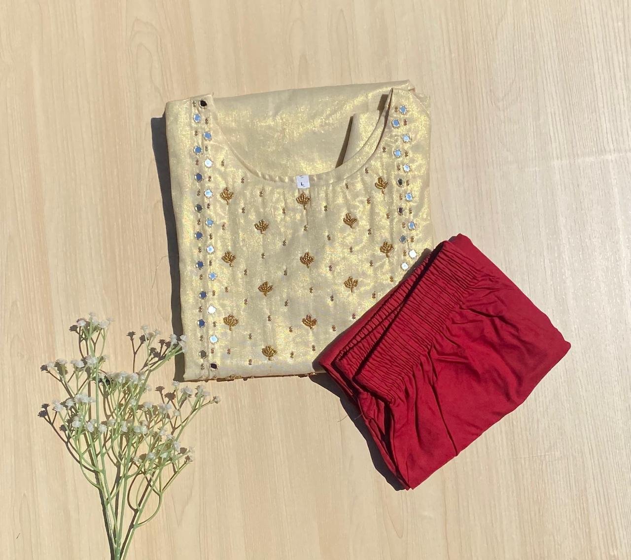 WhatsApp Image 2025-03-13 at 10.37.52 AM Tissue silk kurta - Image 1