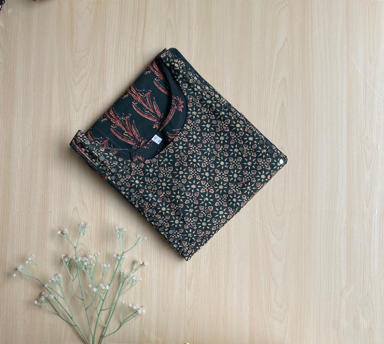 WhatsApp Image 2025-05-12 at 4.57.38 PM (2) Ajrakh Handwork kurta - Image 1