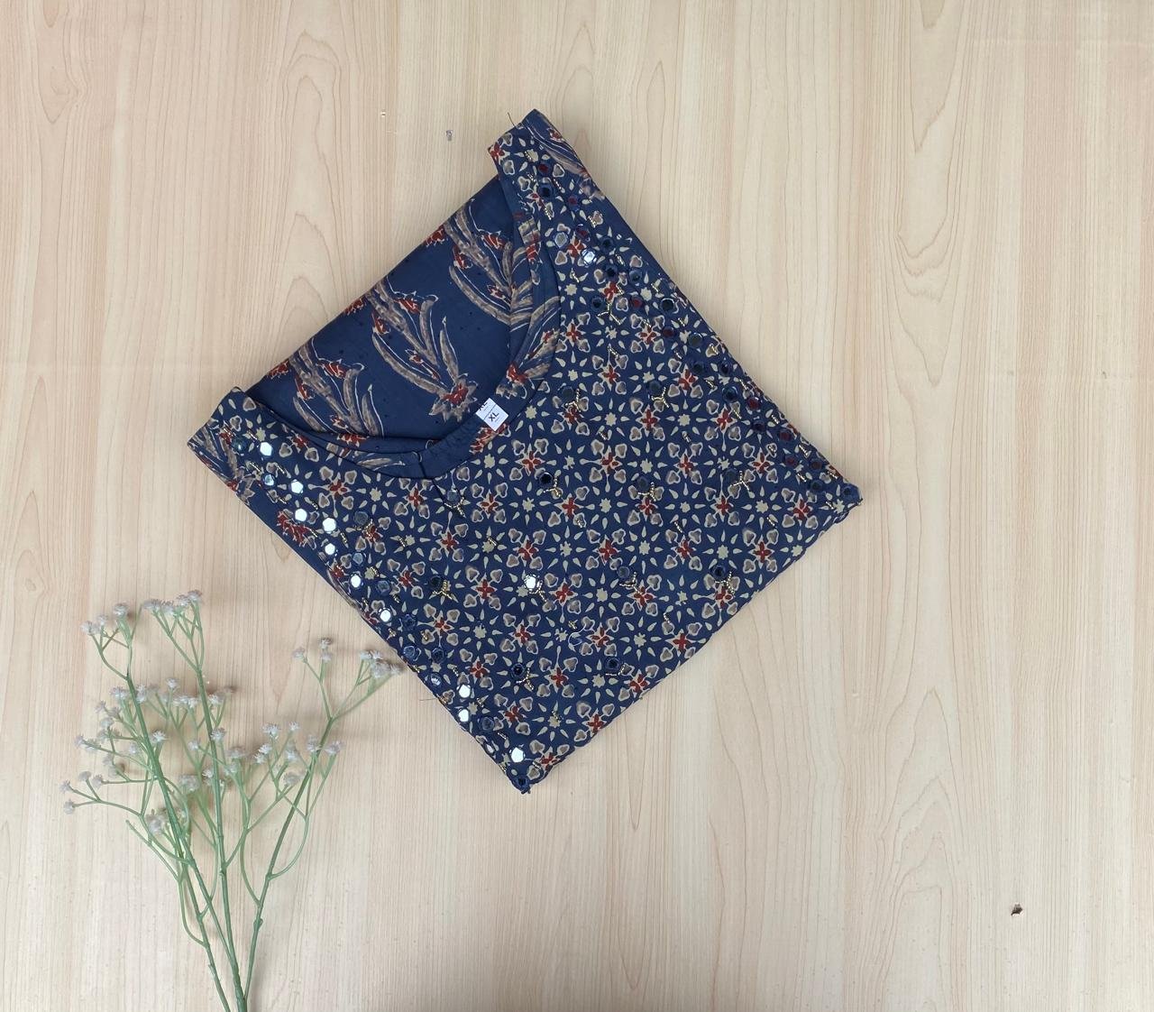 WhatsApp Image 2025-07-17 at 4.39.29 PM Ajrakh Handwork kurta - Image 1