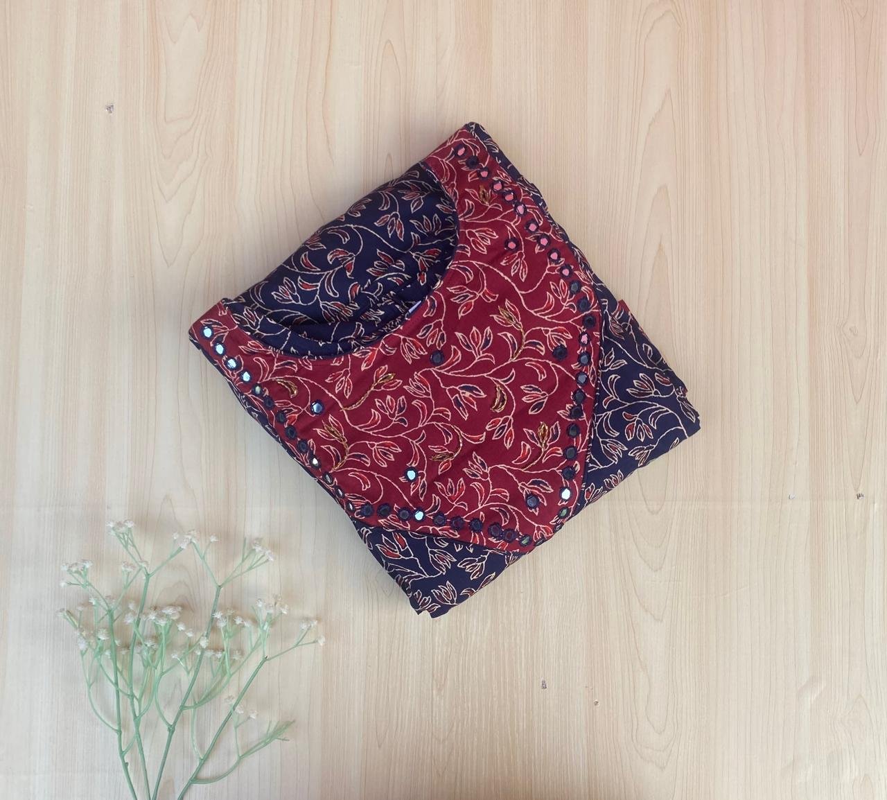 WhatsApp Image 2025-09-13 at 5.20.29 PM Plus size Ajrak Anarkali kurta - Image 1