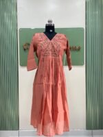 Mul chanderi Aline kurti