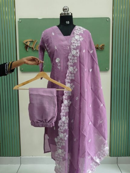 Mul chanderi Cotton Kurta Set