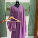 Mul Chanderi Cotton Embrodery Kurtaset