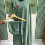 Mul Chanderi Cotton Embrodery Kurtaset