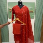Mul chanderi Cotton Embroidery Kurta Set