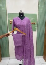 Mul chanderi Cotton Embroidery Kurta Set