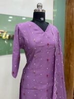 Mul chanderi Cotton Embroidery Kurta Set - Image 2