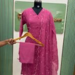 Mul chanderi Cotton Embroidery Kurta Set