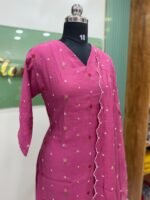 Mul chanderi Cotton Embroidery Kurta Set - Image 2
